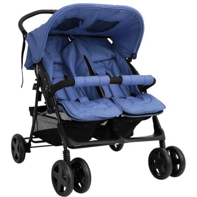 vidaXL Tweelingkinderwagen staal marineblauw vidaXL Tweelingkinderwagen staal marineblauw