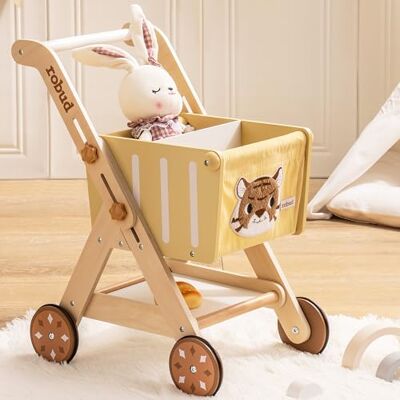 ROBUD Poussette en bois pour bébés Chariot de courses pour filles et garçons, hauteur réglable pour enfants et tout-petits, jouets d'apprentissage pour enfants de 10 mois à 1 an ROBUD Poussette en bois pour bébés Chariot de courses pour filles et garçons, hauteur réglable pour enfants et tout-petits, jouets d'apprentissage pour enfants de 10 mois à 1 an