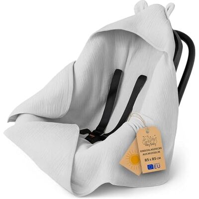 Totsy Baby Couverture bébé en mousseline – léger nid d'ange respirant pour siège auto avec capuche pour l'été – thermorégulant pour poussette et nouveau-né 90×90 cm Gris Oeko-Tex Totsy Baby Couverture bébé en mousseline – léger nid d'ange respirant pour siège auto avec capuche pour l'été – thermorégulant pour poussette et nouveau-né 90×90 cm Gris Oeko-Tex