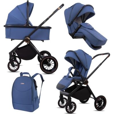 Babylux ® Poussette 2en1 CASTOR, Pliable Set De Poussettes Combinées Légères Avec Nacelle, Siège Sport Buggy, Sac À Langer Et Autres Accessoires, 4 Positions De Couchage, 0-22kg (0-4 Ans), Protection UV Babylux ® Poussette 2en1 CASTOR, Pliable Set De Poussettes Combinées Légères Avec Nacelle, Siège Sport Buggy, Sac À Langer Et Autres Accessoires, 4 Positions De Couchage, 0-22kg (0-4 Ans), Protection UV