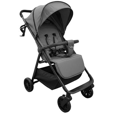 Baroni Kids Poussette légère pliable jusqu'à 22 kg, fermeture peu encombrante, dossier inclinable, capote extensible, ceinture à 5 points, panier et poche de rangement (gris) Baroni Kids Poussette légère pliable jusqu'à 22 kg, fermeture peu encombrante, dossier inclinable, capote extensible, ceinture à 5 points, panier et poche de rangement (gris)