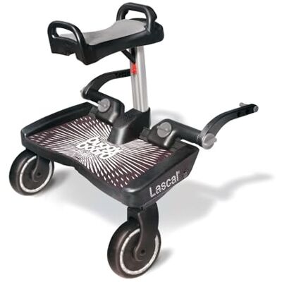 Lascal BuggyBoard Maxi+, Planche BuggyBoard avec assise & grande plateforme, Accessoire pour enfants de 2-6 ans (22 kg), Compatible avec toutes les poussettes, Gris/Noir Lascal BuggyBoard Maxi+, Planche BuggyBoard avec assise & grande plateforme, Accessoire pour enfants de 2-6 ans (22 kg), Compatible avec toutes les poussettes, Gris/Noir