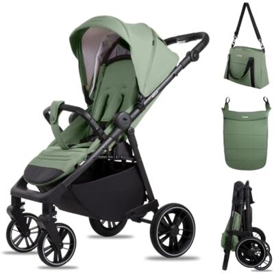 Babylux Poussette de Voyage ROLLE avec Fonction Allongée, Couleur: Forest Poussette, Petite Et Légère, Poignée Télescopique, Pliage Compact, Sac À Langer, Sac De Voyage Et Autres Accessoires Babylux Poussette de Voyage ROLLE avec Fonction Allongée, Couleur: Forest Poussette, Petite Et Légère, Poignée Télescopique, Pliage Compact, Sac À Langer, Sac De Voyage Et Autres Accessoires