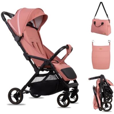 Babylux Poussette de Voyage GIAU avec Fonction Allongée, Couleur: rose Poussette, Petite Et Légère, Poignée Télescopique, Pliage Compact, Sac À Langer, Sac De Voyage Et Autres Accessoires Babylux Poussette de Voyage GIAU avec Fonction Allongée, Couleur: rose Poussette, Petite Et Légère, Poignée Télescopique, Pliage Compact, Sac À Langer, Sac De Voyage Et Autres Accessoires