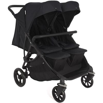 Roma Gemini 2 Poussette double 69 cm de large Convient pour les nouveau-nés et les tout-petits Noir de jais 22 kg par siège Housse de pluie Inclinaison et rangement Roma Gemini 2 Poussette double 69 cm de large Convient pour les nouveau-nés et les tout-petits Noir de jais 22 kg par siège Housse de pluie Inclinaison et rangement