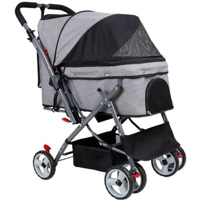 YEDECOR Poussette de voyage portable avec roue à 360 ° Pliable Avec panier de rangement pour chiens et chats de petite et moyenne taille Gris YEDECOR Poussette de voyage portable avec roue à 360 ° Pliable Avec panier de rangement pour chiens et chats de petite et moyenne taille Gris