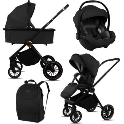 Babylux ® Poussette 3en1 CASTOR, Pliable Set De Poussettes Combinées Légères Incl. Baignoire Pour Bébé, Buggy Siège Sport, Coque Pour Bébé I-Size et Plus D'accessoires, 4 Positions De Couchage, 0-22kg Babylux ® Poussette 3en1 CASTOR, Pliable Set De Poussettes Combinées Légères Incl. Baignoire Pour Bébé, Buggy Siège Sport, Coque Pour Bébé I-Size et Plus D'accessoires, 4 Positions De Couchage, 0-22kg