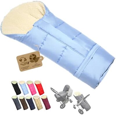 BambiniWelt by Rafael K. Chancelière d'hiver pour poussette Gigoteuse universelle en forme de momie avec laine d'agneau Taille réglable Chaude Avec fermeture éclair Lavable (bleu clair) BambiniWelt by Rafael K. Chancelière d'hiver pour poussette Gigoteuse universelle en forme de momie avec laine d'agneau Taille réglable Chaude Avec fermeture éclair Lavable (bleu clair)