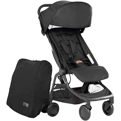 mountain buggy Nano V3 (2020+) Poussette de couleur noire avec sac de voyage mountain buggy Nano V3 (2020+) Poussette de couleur noire avec sac de voyage