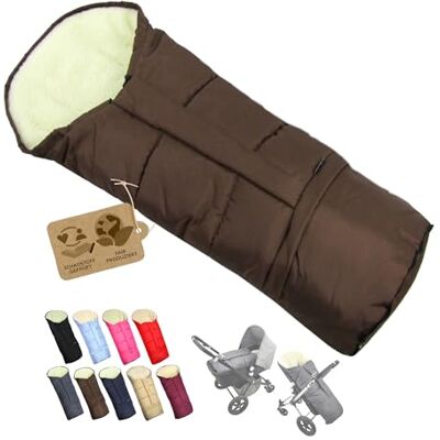 BambiniWelt by Rafael K. BAMBINIWELT Chancelière d'hiver en laine pour poussette, buggy ou luge, en forme de momie Taille réglable, Momie Uni, marron, 110 cm (kan förkortas till 90 cm), décontracté BambiniWelt by Rafael K. BAMBINIWELT Chancelière d'hiver en laine pour poussette, buggy ou luge, en forme de momie Taille réglable, Momie Uni, marron, 110 cm (kan förkortas till 90 cm), décontracté