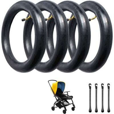 BYZESTY Lot de 4 chambres à air pour poussette 12" avec valve coudée à 45° et 4 leviers de montage pour vélo, scooter 12 1/2 x 2 1/4 BYZESTY Lot de 4 chambres à air pour poussette 12" avec valve coudée à 45° et 4 leviers de montage pour vélo, scooter 12 1/2 x 2 1/4