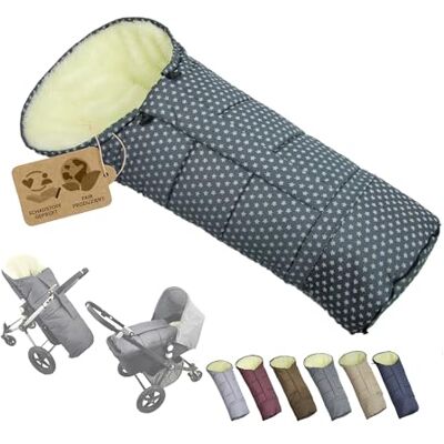 BambiniWelt by Rafael K. BAMBINIWELT Chancelière d'hiver en laine pour poussette, buggy ou traîneau, taille adaptable, motif étoiles méliées (gris foncé) BambiniWelt by Rafael K. BAMBINIWELT Chancelière d'hiver en laine pour poussette, buggy ou traîneau, taille adaptable, motif étoiles méliées (gris foncé)