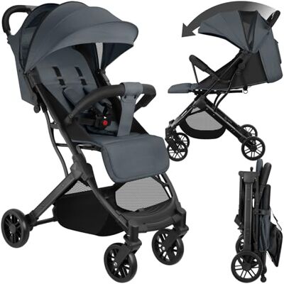 tectake Poussette Buggy Pliable pour Voyage Dossier Réglable, Harnais 5 Points, Roues Pivotantes, Frein à Pied, Grand Panier tectake Poussette Buggy Pliable pour Voyage Dossier Réglable, Harnais 5 Points, Roues Pivotantes, Frein à Pied, Grand Panier