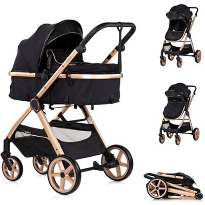 Chipolino Poussette combinée 2 en 1 Vista Sac à langer, couvre-pieds, panier, sangle, couleurs : noir Chipolino Poussette combinée 2 en 1 Vista Sac à langer, couvre-pieds, panier, sangle, couleurs : noir