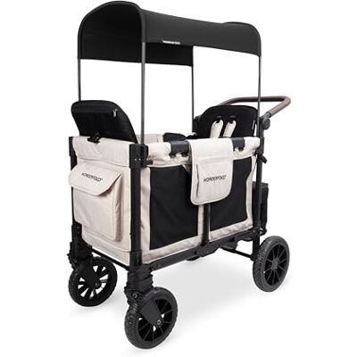 WONDERFOLD W2 Luxe Pro Poussette (2 places) Poussette pliable avec sièges, ceintures de sécurité 5 points et auvent réglable (beige) WONDERFOLD W2 Luxe Pro Poussette (2 places) Poussette pliable avec sièges, ceintures de sécurité 5 points et auvent réglable (beige)