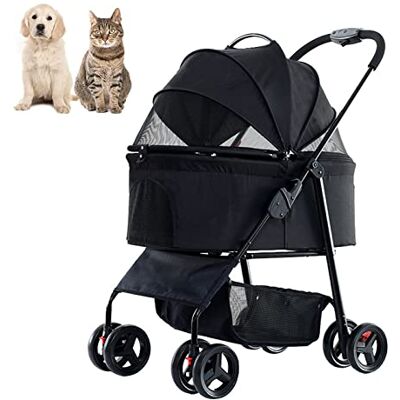 WYWL Poussette pour chien de taille moyenne – Poussette pliable 3 en 1 à 4 roues pour chat – Charge maximale de 15 kg – Sac de transport amovible – Poussette pratique pour animal de compagnie WYWL Poussette pour chien de taille moyenne – Poussette pliable 3 en 1 à 4 roues pour chat – Charge maximale de 15 kg – Sac de transport amovible – Poussette pratique pour animal de compagnie