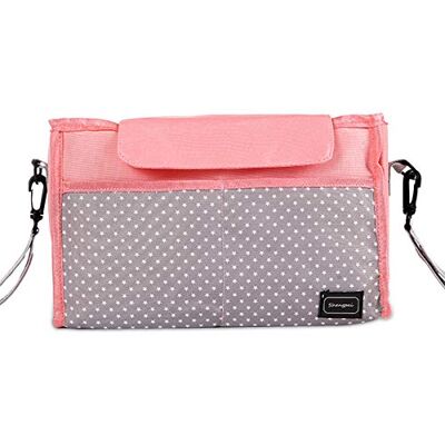 SONARIN Sac de Rangement pour Poussette,organisateur de poussette avec porte-gobelet, 2 x crochets pour landau(Rose) SONARIN Sac de Rangement pour Poussette,organisateur de poussette avec porte-gobelet, 2 x crochets pour landau(Rose)