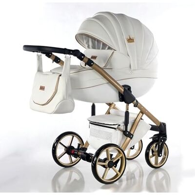 Sojan NAVI Kajtex BBtwin Poussette 3 en 1 en cuir synthétique 3 pièces avec couronne, trio éco-cuir, cuir synthétique (blanc) Sojan NAVI Kajtex BBtwin Poussette 3 en 1 en cuir synthétique 3 pièces avec couronne, trio éco-cuir, cuir synthétique (blanc)