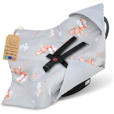 Totsy Baby Nid d'ange pour siège auto et poussette – douce couverture Minky bébé double face avec capuche pour nouveau-né – utilisable printemps-automne en déplacement 90×90 cm Lapin Oeko-Tex Totsy Baby Nid d'ange pour siège auto et poussette – douce couverture Minky bébé double face avec capuche pour nouveau-né – utilisable printemps-automne en déplacement 90×90 cm Lapin Oeko-Tex