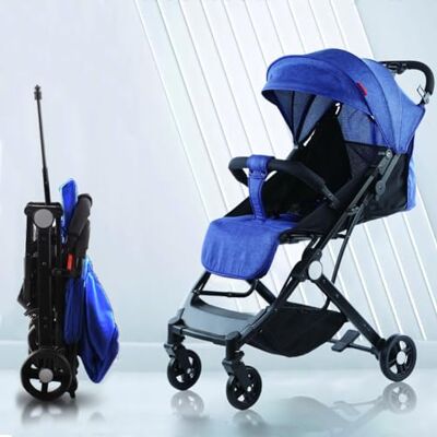 BAKAJI Poussette Easy Ultra légère avec fermeture facilitée, charge maximale 15 kg, dossier inclinable avec ceinture de sécurité à 5 points, pliable avec une main, gain de place (bleu) BAKAJI Poussette Easy Ultra légère avec fermeture facilitée, charge maximale 15 kg, dossier inclinable avec ceinture de sécurité à 5 points, pliable avec une main, gain de place (bleu)