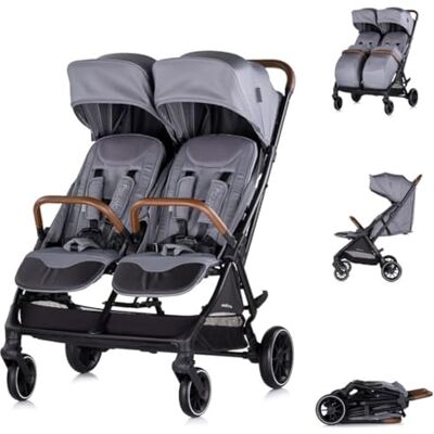Chipolino , poussette jumelle Twinity Couvre-pieds Sac à langer Porte-gobelet, coloris:gris Chipolino , poussette jumelle Twinity Couvre-pieds Sac à langer Porte-gobelet, coloris:gris