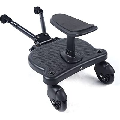 ARBGO Planche de poussette avec siège, marchepied universel, design à deux roues à 360°, accessoires de poussette, avec siège de poussette, convient à toutes les poussettes disponibles (noir) ARBGO Planche de poussette avec siège, marchepied universel, design à deux roues à 360°, accessoires de poussette, avec siège de poussette, convient à toutes les poussettes disponibles (noir)