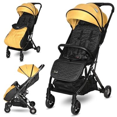 Lorelli Myla Poussette pliable petite Seulement 7 kg Siège sport compact jusqu'à 15 kg Convient pour les voyages en avion, poussette de voyage pour bébé Jaune Lorelli Myla Poussette pliable petite Seulement 7 kg Siège sport compact jusqu'à 15 kg Convient pour les voyages en avion, poussette de voyage pour bébé Jaune