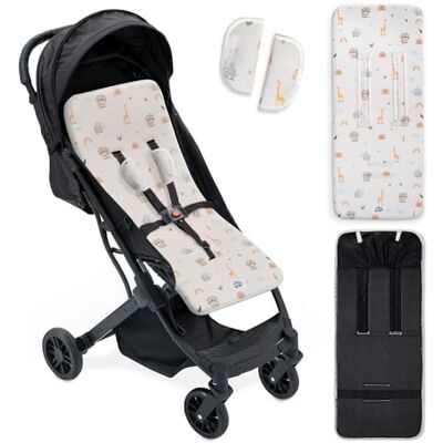 Interbaby Matelas universel pour poussette d'été Safari beige Respirant et confortable Housse poussette bébé 100% coton, 84 x 34 cm, protections pour harnais Interbaby Matelas universel pour poussette d'été Safari beige Respirant et confortable Housse poussette bébé 100% coton, 84 x 34 cm, protections pour harnais