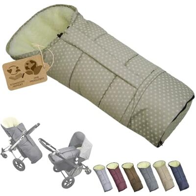 BambiniWelt by Rafael K. Chancelière d'hiver pour poussette Doudou universelle en forme de momie avec laine d'agneau Taille réglable Chaude Avec fermeture éclair Lavable (étoiles beiges) BambiniWelt by Rafael K. Chancelière d'hiver pour poussette Doudou universelle en forme de momie avec laine d'agneau Taille réglable Chaude Avec fermeture éclair Lavable (étoiles beiges)