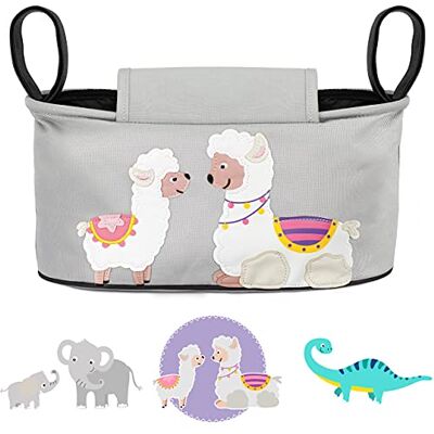 GLÜCKSWOLKE Organiseur pour poussette Sac pour poussette Alpaga I Gris 12 motifs I Sac de poussette pour enfant avec distributeur de lingettes humides I Accessoires pour bébé Poussette Landau I GLÜCKSWOLKE Organiseur pour poussette Sac pour poussette Alpaga I Gris 12 motifs I Sac de poussette pour enfant avec distributeur de lingettes humides I Accessoires pour bébé Poussette Landau I