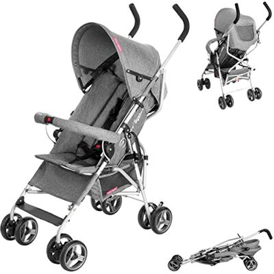 Moby-System Poussette Canne Barton Grise, Châssis Aluminium, Siège Polyester, Harnais 5 Points, Capote Solaire, jusqu'à 15 kg, dès 6 Mois, 101 × 45 × 62 cm Moby-System Poussette Canne Barton Grise, Châssis Aluminium, Siège Polyester, Harnais 5 Points, Capote Solaire, jusqu'à 15 kg, dès 6 Mois, 101 × 45 × 62 cm