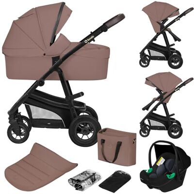 Lionelo Bianka 3 en 1 Poussette Combinée Bébé Set: Nacelle, Hamac Réversible & Siège Auto i-Size ADAC Certifié Roues Gonflables Capote UPF50+ Pliage Facile De la Naissance à 4 Ans Beige Lionelo Bianka 3 en 1 Poussette Combinée Bébé Set: Nacelle, Hamac Réversible & Siège Auto i-Size ADAC Certifié Roues Gonflables Capote UPF50+ Pliage Facile De la Naissance à 4 Ans Beige
