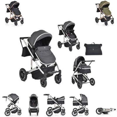 Moni Poussette combinée 2 en 1 Thira Nacelle transformable Siège sport Couvre-pieds gris Moni Poussette combinée 2 en 1 Thira Nacelle transformable Siège sport Couvre-pieds gris