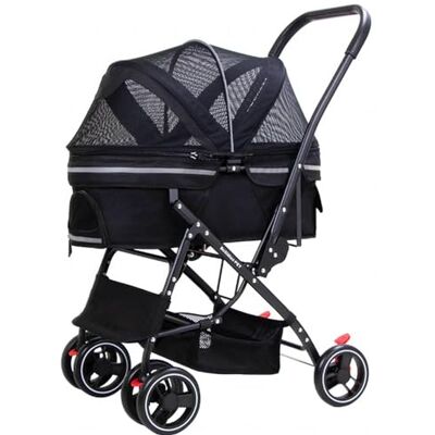 DECORN Poussette à 4 roues pour chien et chat de taille moyenne et petite – Poussette de jogging pliable avec panier de rangement et maille respirante – Sac de transport facile à promener, noir DECORN Poussette à 4 roues pour chien et chat de taille moyenne et petite – Poussette de jogging pliable avec panier de rangement et maille respirante – Sac de transport facile à promener, noir