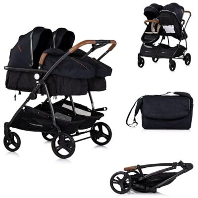 Chipolino poussette pour frères et soeurs Nouveau Twin Duo Smart pliable panier, coloris: Chipolino poussette pour frères et soeurs Nouveau Twin Duo Smart pliable panier, coloris: