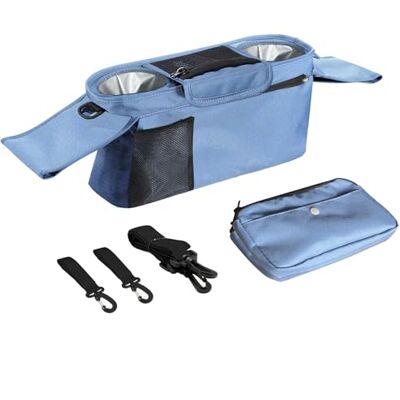 Ttiy Organiseur de poussette portable créatif unisexe avec porte-gobelet étanche pour toutes les poussettes, bleu Ttiy Organiseur de poussette portable créatif unisexe avec porte-gobelet étanche pour toutes les poussettes, bleu