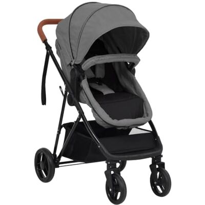 vidaXL Poussette pour bébé 2-en-1 Gris clair et noir Acier vidaXL Poussette pour bébé 2-en-1 Gris clair et noir Acier