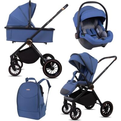 Babylux ® Poussette 3en1 CASTOR, Pliable Set De Poussettes Combinées Légères Incl. Baignoire Pour Bébé, Buggy Siège Sport, Coque Pour Bébé I-Size et Plus D'accessoires, 4 Positions De Couchage, 0-22kg Babylux ® Poussette 3en1 CASTOR, Pliable Set De Poussettes Combinées Légères Incl. Baignoire Pour Bébé, Buggy Siège Sport, Coque Pour Bébé I-Size et Plus D'accessoires, 4 Positions De Couchage, 0-22kg