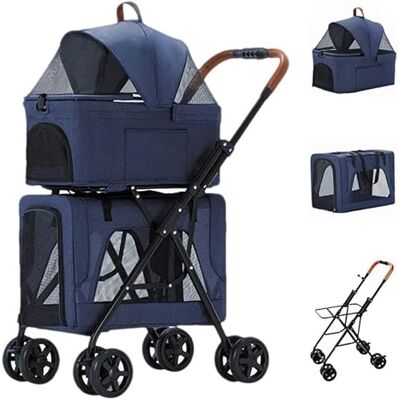 X&Z-XAOY Poussette de voyage respirante à double couche, pliable, pour animaux domestiques, 4 roues, pour animaux domestiques, pour animaux domestiques, poussette de chien, cage amovible, pour animaux de X&Z-XAOY Poussette de voyage respirante à double couche, pliable, pour animaux domestiques, 4 roues, pour animaux domestiques, pour animaux domestiques, poussette de chien, cage amovible, pour animaux de