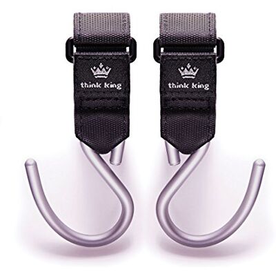 Think King Mighty Lot de 2 crochets pour landau, fauteuil roulant, déambulateur Think King Mighty Lot de 2 crochets pour landau, fauteuil roulant, déambulateur