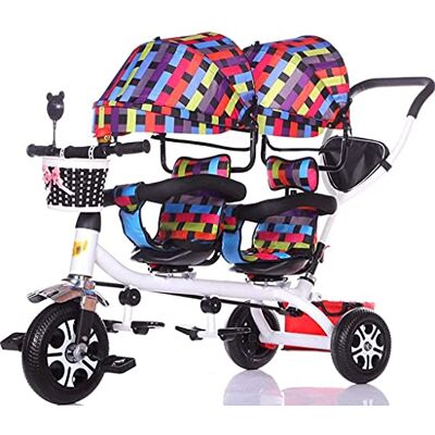 OHaGin Trike Twin Seat avec panier, double vélo léger à 3 roues pour enfants, poignée de poussée amovible, harnais de sécurité, rangement, repose-pieds, combinaison de frein pour 12 mois à 6 ans (c OHaGin Trike Twin Seat avec panier, double vélo léger à 3 roues pour enfants, poignée de poussée amovible, harnais de sécurité, rangement, repose-pieds, combinaison de frein pour 12 mois à 6 ans (c