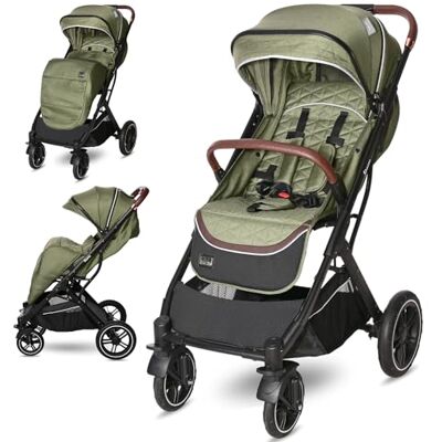 Lorelli Poussette Storm Buggy couvre-pieds roues PU capote solaire réglable, couleur : vert Lorelli Poussette Storm Buggy couvre-pieds roues PU capote solaire réglable, couleur : vert