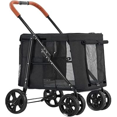 X&Z-XAOY Chariot de transport pliable de luxe pour animaux de compagnie Poussette pour grands chiens Poussette pour animaux de compagnie 4 roues Poussette pour chat, chien et plus (couleur : Nero) X&Z-XAOY Chariot de transport pliable de luxe pour animaux de compagnie Poussette pour grands chiens Poussette pour animaux de compagnie 4 roues Poussette pour chat, chien et plus (couleur : Nero)