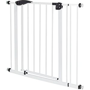 ECD Germany Barrière de Sécurité pour Enfants, Chiens, Largeur 85-95 cm, sans Perçage, Blanc, Pivotant des Deux Côtés, Fermeture Automatique, Garde-Porte Métallique Extra-Sécurisé pour Escalier, Porte