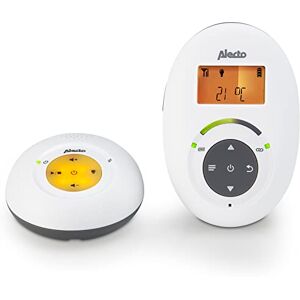 Alecto DBX-125 Audio Babyphone DECT avec mode ECO complet et affichage Moniteur audio pour bébé avec fonction VOX Batterie rechargeable et lumières de contrôle audio Blanc/anthracite