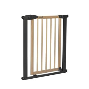 Safety 1st Simply Close Barrière de sécurité enfant bois, à pression, 73-80 cm (max. 94cm), sans vis ni perçage, ouverture d'une main, double verrouillage, barrière escalier enfant, bois et graphite