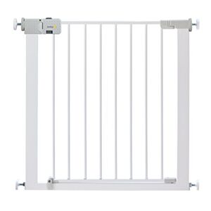 Safety 1st Secure Tech Simply Close Grille de protection pour escalier en métal avec fixation par serrage sans perçage pour largeur 73-80 cm (extensible avec extension séparée) Blanc