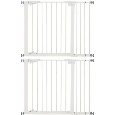 Pawhut Lot de 2 Barrière de Sécurité pour Chien Extensible 76-103L cm Blanc Sans Perçage, Fermeture Automatique, Double Verrouillage, Hauteur 77 cm, pour Escaliers, Couloirs Pawhut Lot de 2 Barrière de Sécurité pour Chien Extensible 76-103L cm Blanc Sans Perçage, Fermeture Automatique, Double Verrouillage, Hauteur 77 cm, pour Escaliers, Couloirs