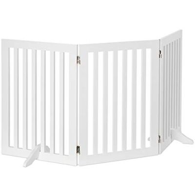 Relaxdays Grille de barrière réglable pour chien et enfant En MDF 70 x 154 cm Blanc Relaxdays Grille de barrière réglable pour chien et enfant En MDF 70 x 154 cm Blanc