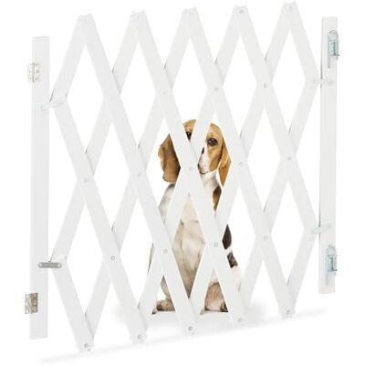 Relaxdays Barrière de sécurité extensible pour chien jusqu'à 126 cm de hauteur 70-82 cm en bambou pour escalier et porte Blanc Relaxdays Barrière de sécurité extensible pour chien jusqu'à 126 cm de hauteur 70-82 cm en bambou pour escalier et porte Blanc